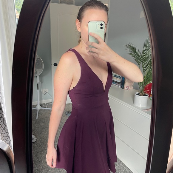 Raise A Toast Skater Dress in Plum - Picture 2 of 7